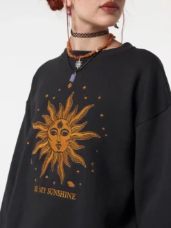 Minga London Solaris Black Embroidered Sweatshirt