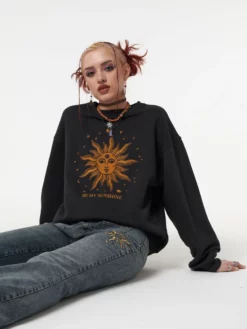 Minga London Solaris Black Embroidered Sweatshirt