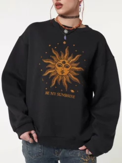 Minga London Solaris Black Embroidered Sweatshirt