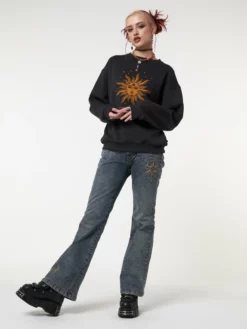 Minga London Solaris Black Embroidered Sweatshirt