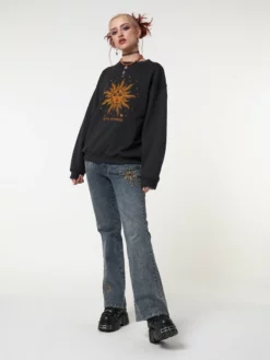 Minga London Solaris Black Embroidered Sweatshirt