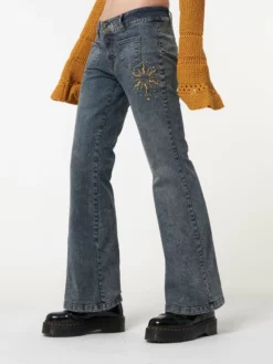 Minga London Most Wanted Stella Front Pocket Embroidered Flare Jeans