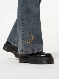 Minga London Most Wanted Stella Front Pocket Embroidered Flare Jeans