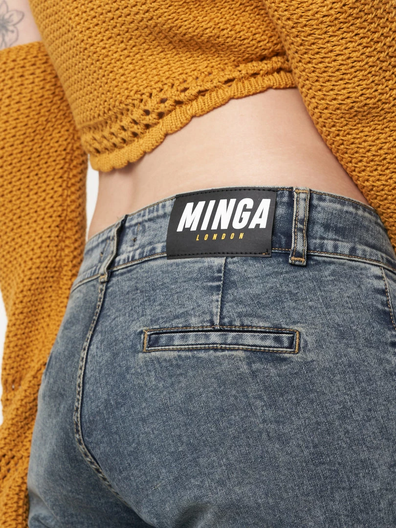 Minga London Most Wanted Stella Front Pocket Embroidered Flare Jeans