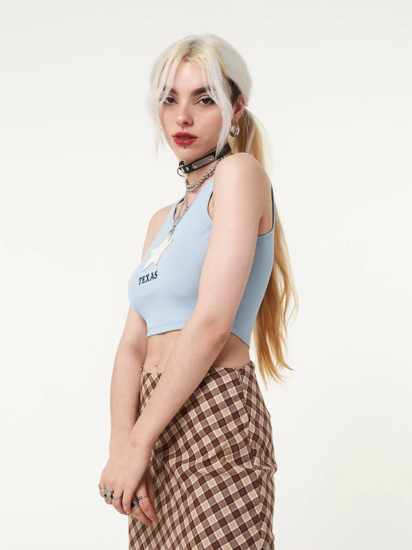 Minga London Texas Star Ribbed Vest Top Clothing