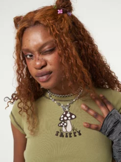 Minga London Clothing Trippy Mushrooms Crop Tee