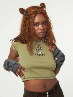 Minga London Clothing Trippy Mushrooms Crop Tee