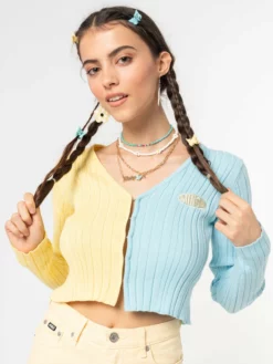 Minga London Clothing Two Tone Cropped Cardigan