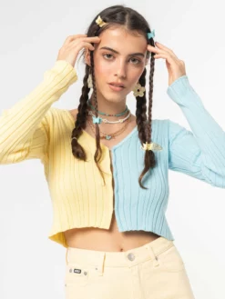 Minga London Clothing Two Tone Cropped Cardigan