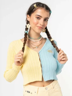 Minga London Clothing Two Tone Cropped Cardigan