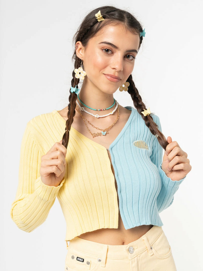 Minga London Clothing Two Tone Cropped Cardigan