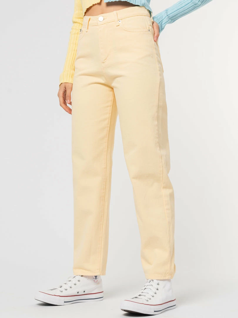Minga London Vanilla Yellow Denim Mom Jeans Clothing