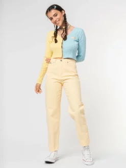 Minga London Vanilla Yellow Denim Mom Jeans Clothing