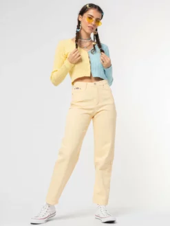 Minga London Vanilla Yellow Denim Mom Jeans Clothing