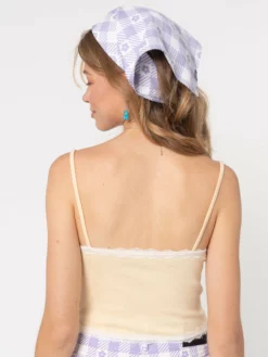 Minga London Vanilla Lace Trim Rib Cami Top Clothing