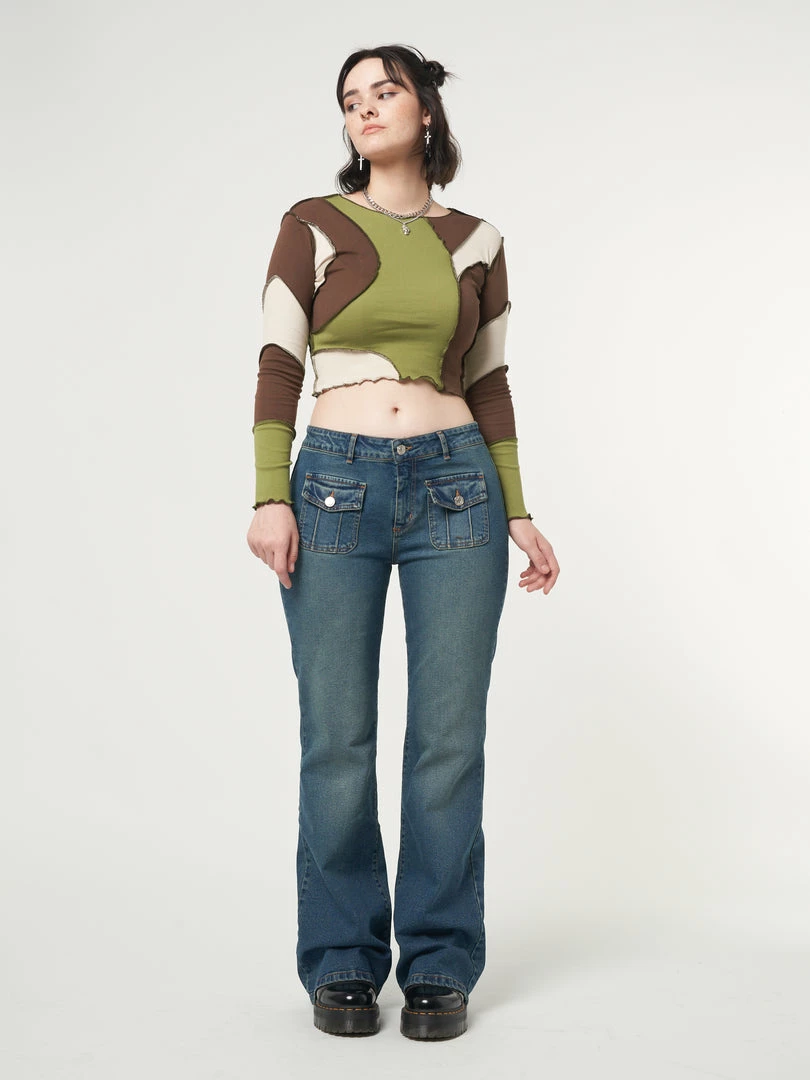 Minga London Clothing Wave Patchwork Crop Top