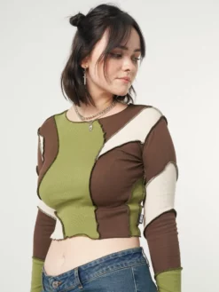 Minga London Clothing Wave Patchwork Crop Top