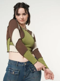 Minga London Clothing Wave Patchwork Crop Top