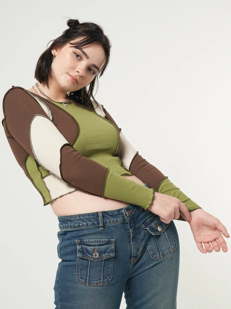 Minga London Clothing Wave Patchwork Crop Top