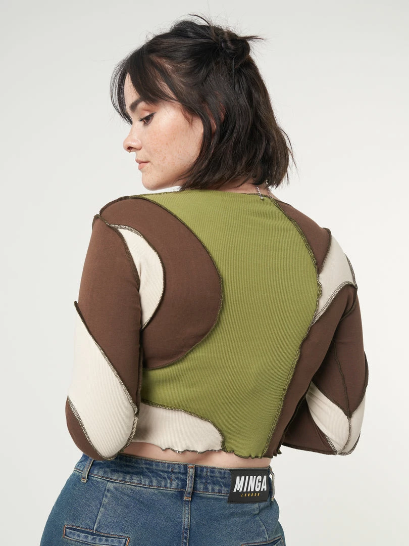 Minga London Clothing Wave Patchwork Crop Top
