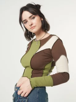 Minga London Clothing Wave Patchwork Crop Top