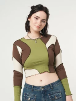 Minga London Clothing Wave Patchwork Crop Top
