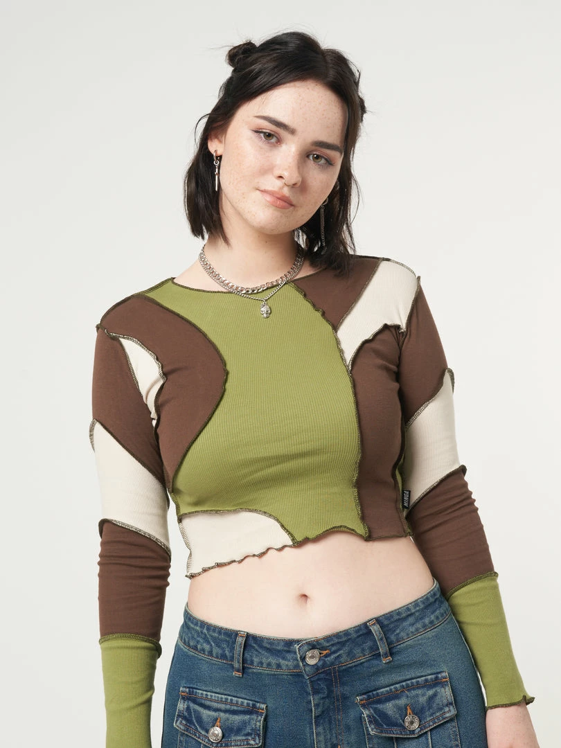 Minga London Clothing Wave Patchwork Crop Top