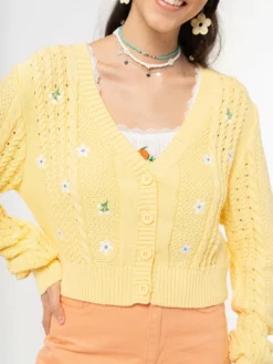 Minga London Flower Child Cable Knit Cardigan