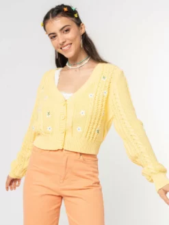 Minga London Flower Child Cable Knit Cardigan