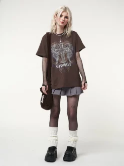 Minga London Winged Cross Brown T-shirt