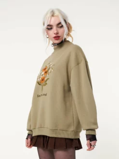 Minga London Clothing You Are Loved Flower Bouquet High Neck Sweater