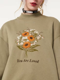 Minga London Clothing You Are Loved Flower Bouquet High Neck Sweater