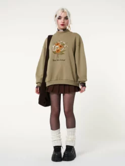 Minga London Clothing You Are Loved Flower Bouquet High Neck Sweater