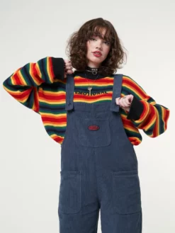 Minga London Most Wanted Minga X Strangervinyl Blue Corduroy Relaxed Dungarees