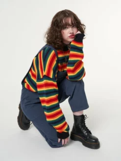 Minga London Most Wanted Minga X Strangervinyl Blue Corduroy Relaxed Dungarees