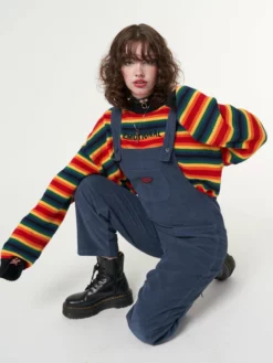 Minga London Most Wanted Minga X Strangervinyl Blue Corduroy Relaxed Dungarees