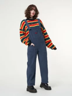 Minga London Most Wanted Minga X Strangervinyl Blue Corduroy Relaxed Dungarees