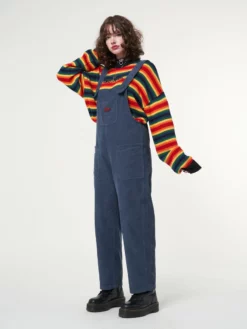 Minga London Most Wanted Minga X Strangervinyl Blue Corduroy Relaxed Dungarees