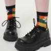 Minga London Minga X Strangervinyl Happy Flower Rainbow Check Socks Clothing
