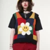 Minga London Minga X Strangervinyl Happy Flower Rainbow Check Vest