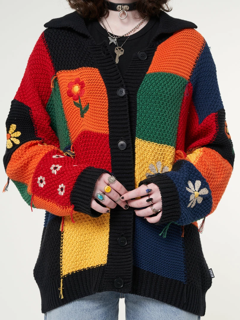 Minga London Minga X Strangervinyl Rainbow Patchwork Cardigan
