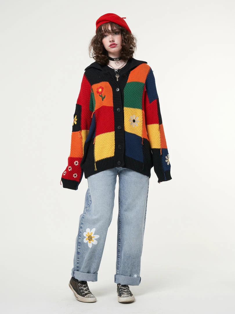 Minga London Minga X Strangervinyl Rainbow Patchwork Cardigan