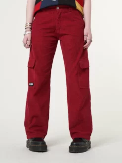 Minga London Minga X Strangervinyl Red Corduroy Cargo Pants Clothing