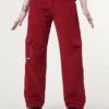 Minga London Minga X Strangervinyl Red Corduroy Cargo Pants Clothing