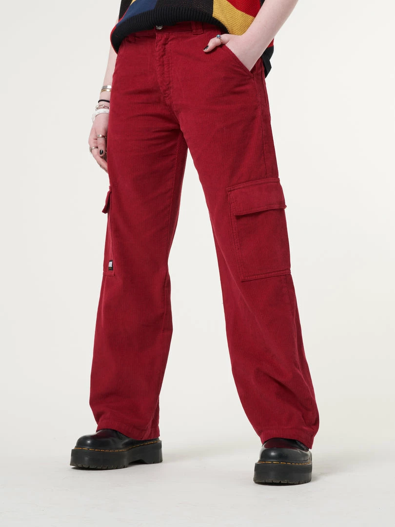 Minga London Minga X Strangervinyl Red Corduroy Cargo Pants Clothing