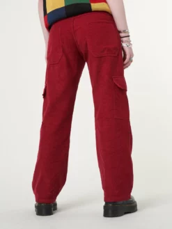 Minga London Minga X Strangervinyl Red Corduroy Cargo Pants Clothing