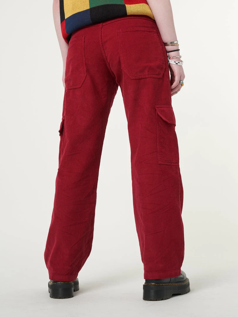Minga London Minga X Strangervinyl Red Corduroy Cargo Pants Clothing