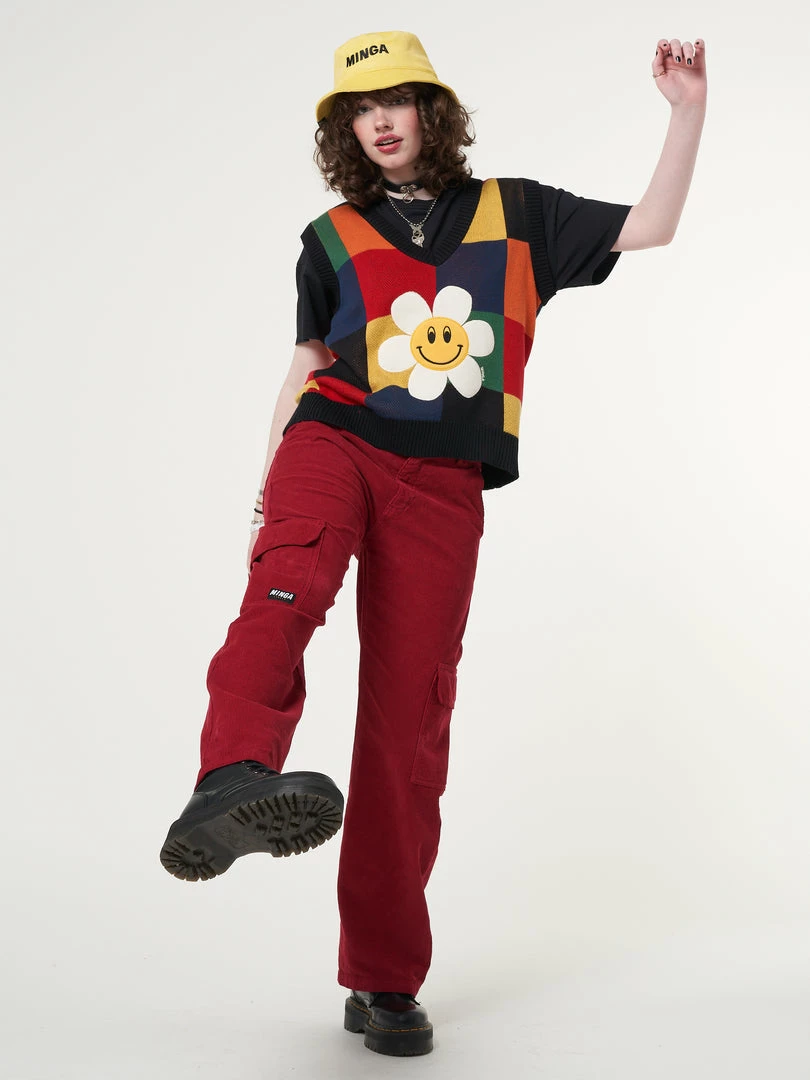 Minga London Minga X Strangervinyl Red Corduroy Cargo Pants Clothing