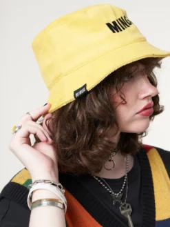 Minga London Minga X Strangervinyl Yellow Corduroy Bucket Hat Clothing