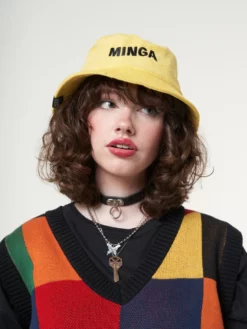 Minga London Minga X Strangervinyl Yellow Corduroy Bucket Hat Clothing